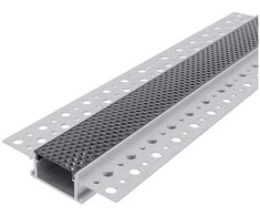 Avide įleidžiamas aliuminio U profilis 61x14mm su juodu dangteliu, 1m