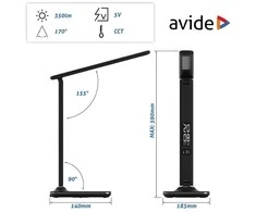 Nedis Avide LED stalinis šviestuvas Office 6W LCD odos imitacija juodas