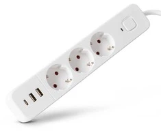 Entac Ilgiklis 3 lizdų 2USB-A + USB-C, 1.5 m