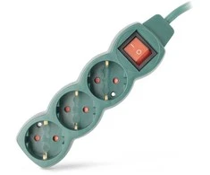 Entac ilgiklis 3 lizdų 3m 3680W IP20 su jungikliu, žalias