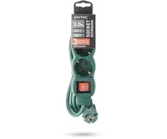 Entac ilgiklis 3 lizdų 3m 3680W IP20 su jungikliu, žalias