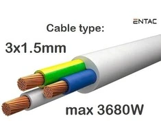 Entac ilgiklis 5 lizdų 1.5m 3680W IP20 su jungikliu