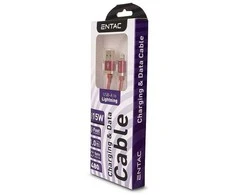 Entac kabelis USB-A - Lightning 1m 3A 15W nailonas raudonas