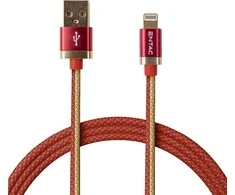 Entac kabelis USB-A - Lightning 1m 3A 15W nailonas raudonas