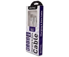 Entac kabelis USB-A - USB-C 1.5m 2A 10W nailonas sidabrinis