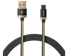 Entac kabelis USB-A - USB-C 1m 3A 15W nailonas juodas
