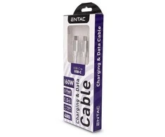 Entac kabelis USB-C - USB-C 1.5m 3A 60W nailonas sidabrinis