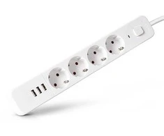 Entac prailgintuvas su įžeminimu 4lizdų+3USB 1.5 m 3680W