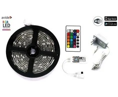 LED juosta Avide RGB WiFi 5050 su pultu, 5m IP65
