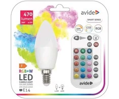 LED lemputė Avide Smart 4.9W RGB+W E14 su pulteliu