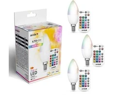 LED lemputė Avide Smart 4.9W RGB+W E14 su pulteliu 3vnt