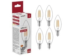LED lemputė High Lumen 4,5W B35 E14 2.7K FL Avide 5vnt