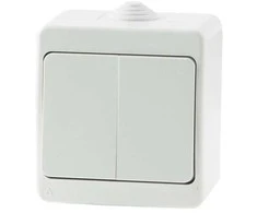 Paviršinis jungiklis dviejų klavišų, baltas, IP54, Gunsan Electric