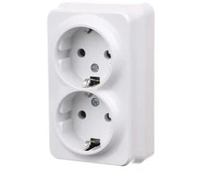 Paviršinis lizdas, dviejų vietų, su įžeminimu, baltas, Gunsan Electric