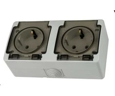 Paviršinis lizdas dviejų vietų su įžeminimu, baltas, IP54, Gunsan Electric