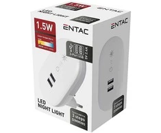 Sieninis šviestuvas Entac naktinis šviestuvas su 2USB Dimmable