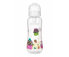 AKUKU 250 ml maitinimo buteliukas su silikoniniu žinduku, А0005, baltas