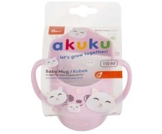 Akuku mokomasis puodelis 150 ml., rožinis, A0696