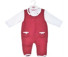 BABY C 0-9 mėn. dviejų dalių rinkinys, marškinėliai ir raudonas romperis