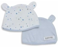 BABY TOWN 0-6 mėn. kepurytės TEDDY Mėlynas, 2 vnt.