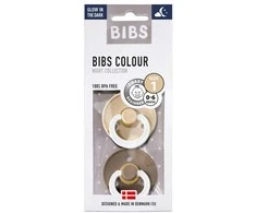 BIBS čiulptukų rinkinys 1 dydis (0 - 6 mėn. šviečiantys tamsoje) Vanilla Night / Dark Oak Night