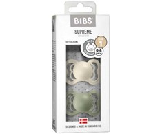 Mam Baby BIBS 0-6 mėn. silikoniniai čiulptukai SUPREME, 2 vnt., Ivory/Sage