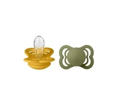 BIBS 6-36 mėn. silikoniniai čiulptukai SUPREME, 2 vnt., Honey Bee/Olive