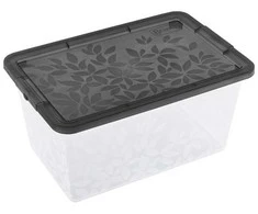 BRANQ 13L plastikinė dėžė su dangčiu JASMINE, juoda