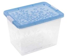 BRANQ 22L plastikinė dėžė su dangčiu JASMINE, mėlyna