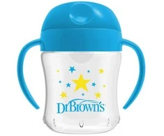 DR. BROWN'S 180 ml mokomoji gertuvė su rankenėlėmis Mėlynas, 6+ mėn.