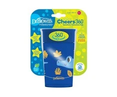 DR. BROWN'S 360 Tumbleris puodelis be snapelio, mėlynas, be rankenos, 300 ml