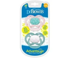 DR. BROWN'S 6-18 mėn. Advantage dvipusiai čiulptukai, rožiniai, 2 vnt.
