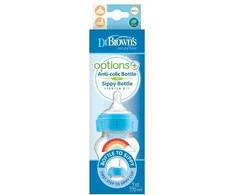 DR. BROWN'S OPTIONS+ 270 ml pereinamasis buteliukas plačiu kakleliu + silikoninis snapelis, mėlynas