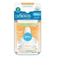 DR. BROWN'S OPTIONS+ LEVEL 2 plataus kaklelio silikoniniai žindukai 3+ mėn., 2 vnt.