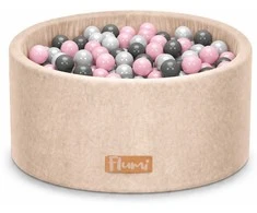 FLUMI personalizuotas kamuoliukų baseinas + 200 kamuoliukų, rusvai gelsvas
