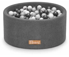 FLUMI personalizuotas kamuoliukų baseinas + 200 kamuoliukų, Dark Pilkas