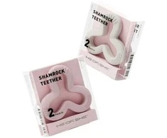 HEORSHE silikoniniai kramtukai SHAMROCK, 2 vnt., baltas/rožinis