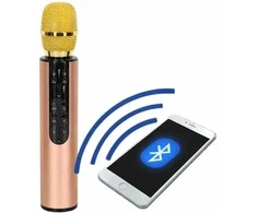 Ikonka Bluetooth belaidis karaokės mikrofonas auksinis