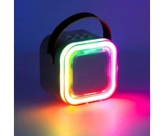 Ikonka Karaokės rinkinys 2 mikrofonai + nešiojamas garsiakalbis BLUETOOTH USB LED rožinis