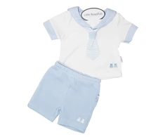MINI CHIC 0-6 mėn. komplektukas, megzti šortai ir marškinėliai