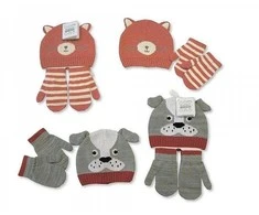 NURSERY TIME megzta kepurė ir pirštinės GYVŪNAI