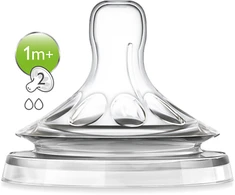 Philips AVENT Natural 1+ mėn. Nr. 2 lėtos tėkmės žindukai, 2 vnt.