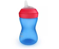 Philips AVENT puodelis minkštu, kramtymui atspariu snapeliu, 300 ml, mėlynas