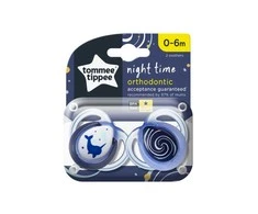 TOMMEE TIPPEE 0-6 mėn. Closer to Nature NIGHT TIME čiulptukai, 2 vnt.