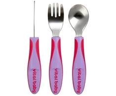 VITAL BABY 12+ mėn. įrankių komplektas NOURISH Big Kid Cutlery Fizz, rožinis