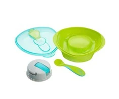 VITAL BABY NOURISH dubenėlis su siurbtuku, dangčiu ir šaukšteliu POP, žalias