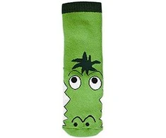 WOWERAT kojinės-tapukai su guminiu padu CROCODILE, žalios