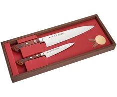 Satake Cutlery Mfg Japoniškų peilių rinkinys Satake Shirogami su raudonmedžio rankena 2vnt