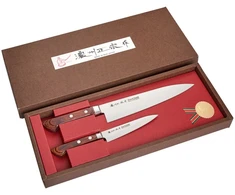Satake Cutlery Mfg Japoniškų peilių rinkinys Satake Shirogami su raudonmedžio rankena 2vnt