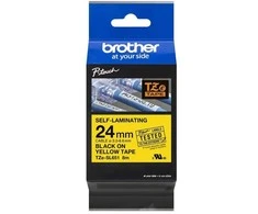 BROTHER TZESL651 24 MM Juodas ANT Geltono SAVILAMINIO LAMINATO